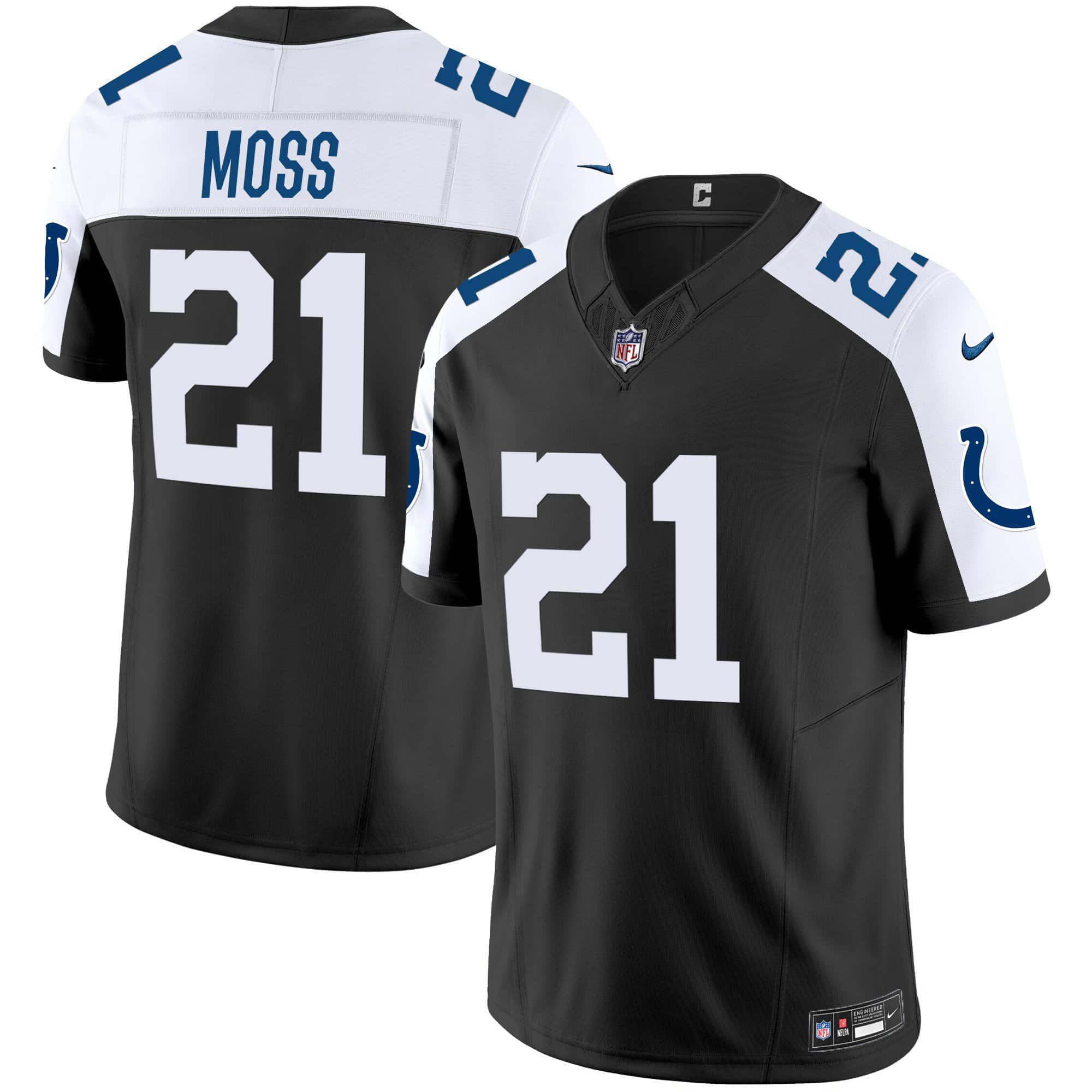 Men Indianapolis Colts #21 Moss Black 2024 Nike Vapor Limited NFL Jersey